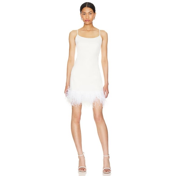Commando Faux Leather Spaghetti A-line Dress with Feathers - Picture 1 of 6